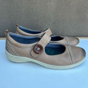 Ecco Mary Jane Shoes 40 US 9.5 Comfort Walking Tan Brown Leather Academia Boho